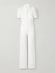 [Rivet Utility] Rivet Utility - Girlfriend Cotton-canvas Jumpsuit - White - large large White