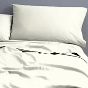 Park Avenue 500TC Queen Bed Natural Cotton Fitted/Flat Sheet/Pillowcases Ivory