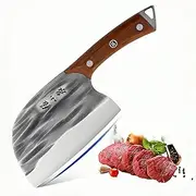 ZHANG XIAO QUAN SINCE 1628 Hand Forged Cleaver Knife, 50Cr15MoV Stainless Steel, Hammered Blade, Round Head Chinese Chopper, Meat & Vegetable (Cleaver Knife)