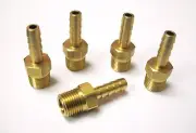 5pc Brass Fittings 3/16" Hose Barb x 1/8" NPT Male Straight MettleAir 125-3A