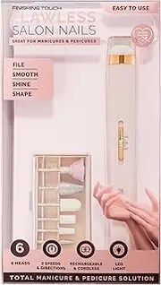 Finishing Touch Flawless Salon Nails Manicure Set | Perfect for At-Home Manicures & Pedicures, Rechargeable & Cordless, Salon Quality Tool, Two Speeds, 6 Interchangeable Heads