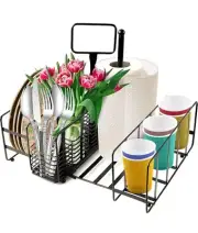 Gemini Home Collection Picnic Caddy, Outdoor Picnic Condiment Organizer, and...