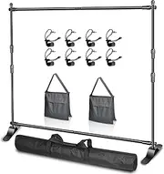 EMART 8x8ft/2.4x2.4m Photo Backdrop Banner Stand Heavy Duty - Adjustable Telescopic Tube Trade Show Display Frame for Professional Photography Background Kit, Party Decoration, Photoshoot, Exhibition