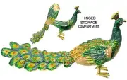RUCINNI Large Peacock Jeweled Trinket Box, Green