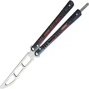 Practice Trainer Metal Steel G10 Handle Bearings Blunt Blade Flip Trick Tactical Training Tool (Black)