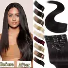 8Pieces 100% Natural Remy Seamless Clip in Human Hair Extensions Full Head Weft
