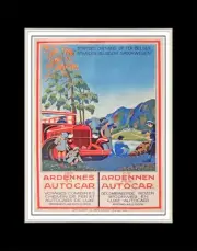 1938 Belgian railways The Ardennes by coach - Matted for 11x14 Frame
