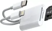 USB C Micro SD Card Reader for iphone(2in1)Lightning Type C Dual Cable Dongle Ca