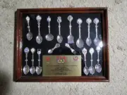 1988 Silver Plated Olympic Commemorative Set of Collector's Spoons Framed