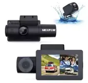 NEXPOW Car Dash Cam 3 Channel, 4k Dash Camera Front and Rear
