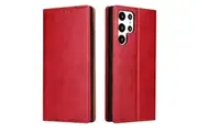 For Samsung Galaxy S22 Ultra Case Leather Flip Wallet Folio Cover Red