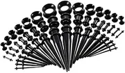 [Prettyia] 50 Pieces Acrylic Tapers and Plugs 14G-00G Silicone Tunnels Ear Gauges Expander Assorted Size Kit