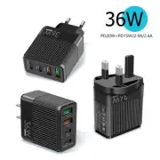 QC3.0 Fast Charge Charger 4 Ports USB C Charger Quick Portable Wall Charger