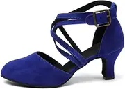 [FARZAH] Women Dance Shoes Closed Toe Party Evening Wedding Pumps with Ankle Strap