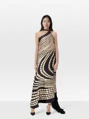 Pearl Pattern Silk Maxi Dress