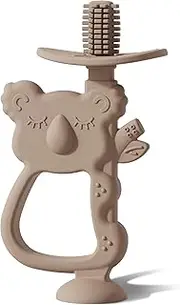 BebeBiu Baby Teether Toys, Koala Teething Toy, Safe & Easy to Hold BPA Free Silicone Baby Toy, 360° Baby Toothbrush with Suction Base, Baby Chew Toy for Babies Infants (Koala Warm Taupe)