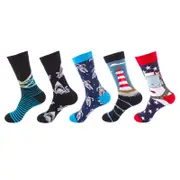 ANYSOX 5 Pairs One Size 5-11 Mixed Color Set Christmas Socks Shark Cotton Fashion Woman Skateboard Oil Paitiing