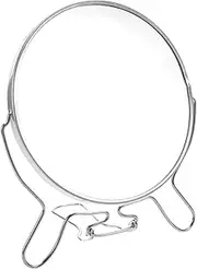 Baluue Metal-Edged Round Desk Mirror Double-Sided Makeup Shaving for Bathroom Counter