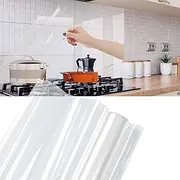 JuGeoZhi Clear Kitchen Wall Paper Non Adhesive Static Cling Removable Contact Paper Oil Proof Waterproof Protection for Kitchen Backsplash Tiles Cabinets Walls and Shelves (17.7 * 197inches)