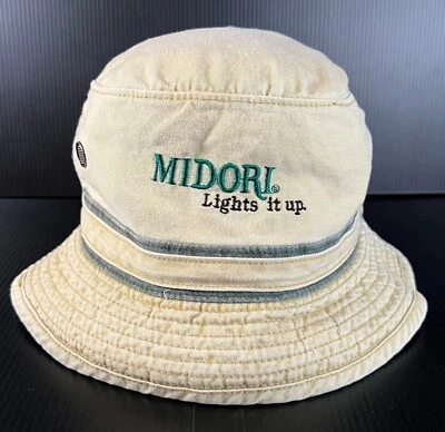 Midori Melon Liqueur “Lights It Up” Tan Bucket Hat, Size L/XL - New