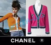 $4,450 CHANEL 20C Pink Navy Cashmere CARDIGAN * FR 42 /US 6 8 / M * NEW w/TAGS