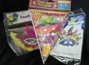 Feather Mardi Gras 2 masks, 1 Flag Banner, 1 Inflatable Feather Mask