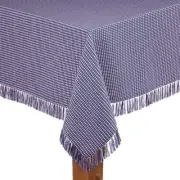 Homespun Fringed 52 In. X 70 in Marine Checkered 100% Cotton Tablecloth
