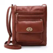 Crossbody Bag with Clasp Crossbody Bags Cell Phone Purse Body Bag - Light Brown