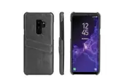 For Samsung Galaxy S9+ PLUS Case Grey Deluxe PU Leather Back Shell, 2 Exterior Card Slots, Slim Build & Shockproof