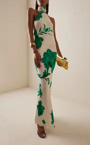 [Francesca Miranda] Hera Printed Silk Halter Gown