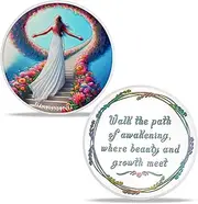 ACGZQY Flower Steps Sobriety Coin One Day at A Time