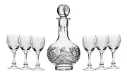 Set of 7 12-Oz Vintage Cut Crystal Liquor Decanter Set with 6 Sherry Glasses (4)