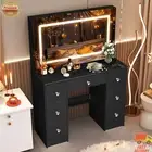 White Dressing Table with LED Lighted Mirror Bedroom Makeup Desk Vanity &Drawers