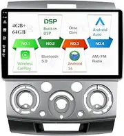 9inch IPS Double Din Android 14 Car Stereo Radio GPS Navigation for Ford Ranger PJ PK/Mazda BT-50 2006-2011 Head Unit Free Camera&Mic Support Carplay BT AM FM WiFi SWC 4G+64G