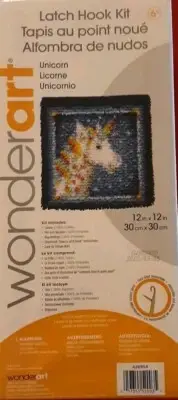 Wonderart Latch Hook Kit Unicorn 12x12 New Sealed, SHIPS FREE!