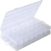 2 PCS 28 Grids Bead Organizer Plastic Organizer Box with Fixed Dividers
