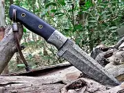 Unique Handmade Damascus Steel Fixed Blade Knife | Leather Sheath | Premium Wood