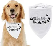 HOUNDNINE - Dog Bibs Adjustable Collars Bandana, Pregnancy Announcement, My Parents are Getting Me A Human Reveal Scarf, Washable Pet Accessories for Dog Lovers, Made w/Soft Cotton Sz - 28 x 11”