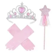 hoyuwak 3Pcs Princess Dress up Accessories Gloves Tiara Wand Dress up Set for