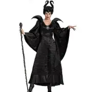 Sleeping Beauty Witch Maleficent Costume For Adult Women Ladies Evil Witch Dress Horn Hat Outfits M