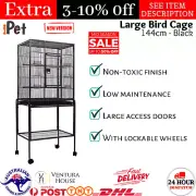 i.Pet Bird Cage Pet Cages Aviary 144cm Large Parrot Travel Stand Budgie Wheels