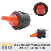 MINI ROUND PADDLE TOGGLE SWITCH - Red Full LED 12v On Off SPST Rocker Switch