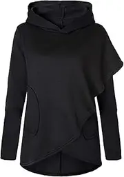 [Jueshanzj] Women's Hoodie Irregular Pullover with Pocket