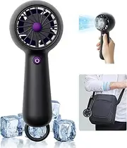 Necomi Handheld Fan, Mini Desk Fans, Powerful Portable Hand fan 5 Adjustable Speeds, USB Rechargeable, Handheld/Hangable/Standable, Suitable for Kids Adults Home Office Outdoor Travel, Black