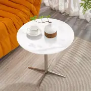 Nature Marble Small Round Table, Metal Modern Couch End Side table 15.7 Inch