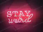 14"x10" Stay Weird Pink Neon Sign Acrylic Light Lamp Bar Pub Window Decor ZS1529