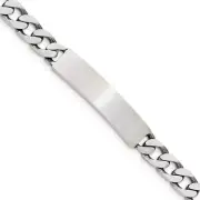 Sterling Silver Engraveable Antiqued 8" Curb Link ID Bracelet