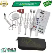 7 Pcs Tactical Diagnostic ENT kit Tuning Forks Hammer Scissor FREE Penlight Germ