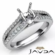 Cushion Semi Mount Ring Double-Prong Diamond Engagement Split Shank Set 0.65Ctw.