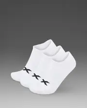 Invisible Socks 3 Pack, 2XU, M, White/Black, Unisex